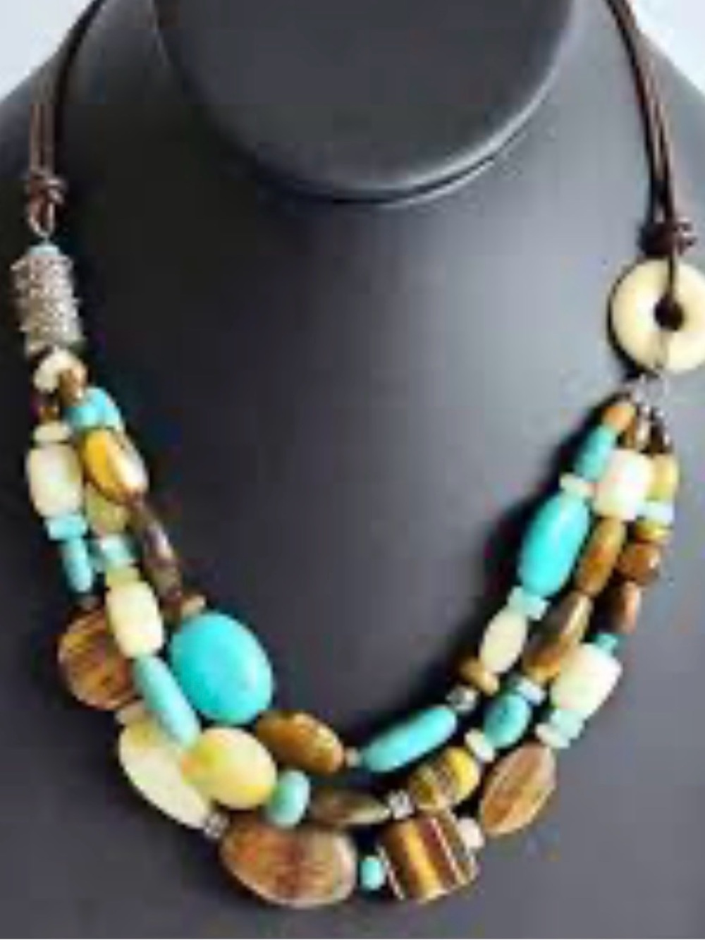 Silpada Turquoise and Beige Multi-Strand Stone Necklace